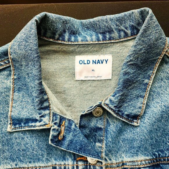 Denim Trucker Utility Jacket Relaxed Fit Medium Wash Lagenlook XL - Picture 2 of 9